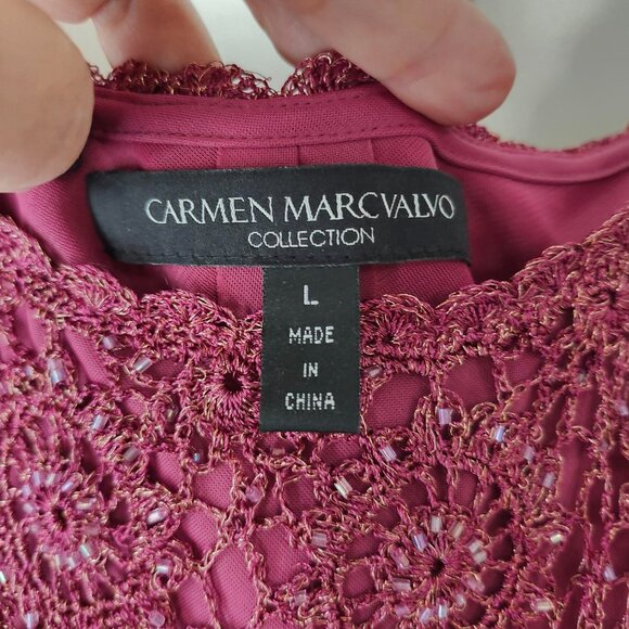 Vintage Carmen Marc Valvo Formal Beaded Top - Size Large - Picture 2 of 8